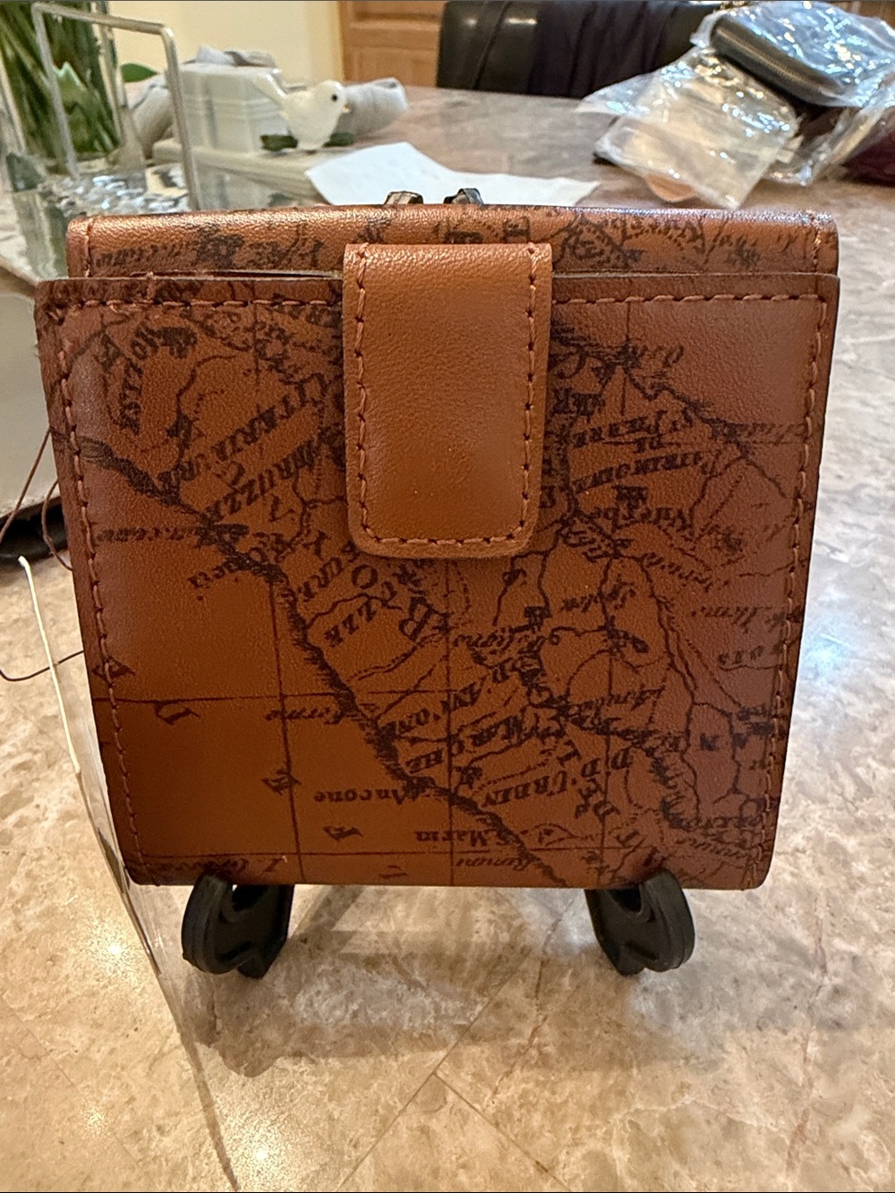 Patricia Nash NWT Brown Map-Print Leather Wallet - Compact Travel Style